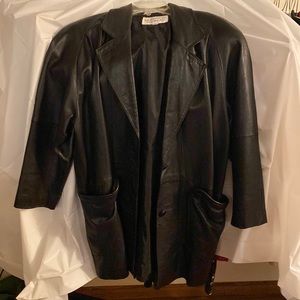 100% Leather Coat Black & lined with nylon taffeta. Size S  Excellent condition
